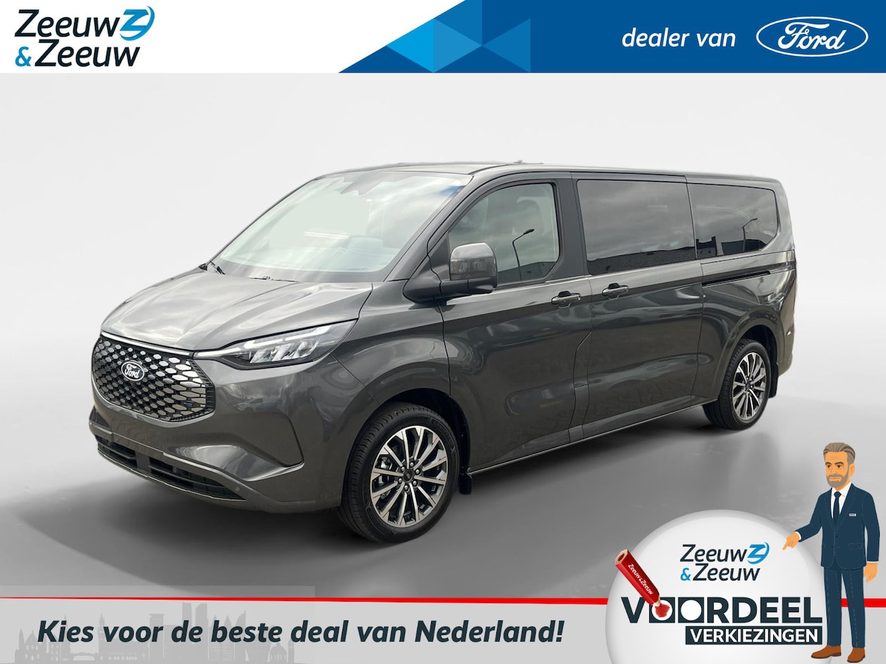 Ford Transit Custom Tourneo - E-Transit 340 L2H1 Titanium X 8 persoons | Lederen interieur | Navigatie | Parkeersensoren - AutoWereld.nl