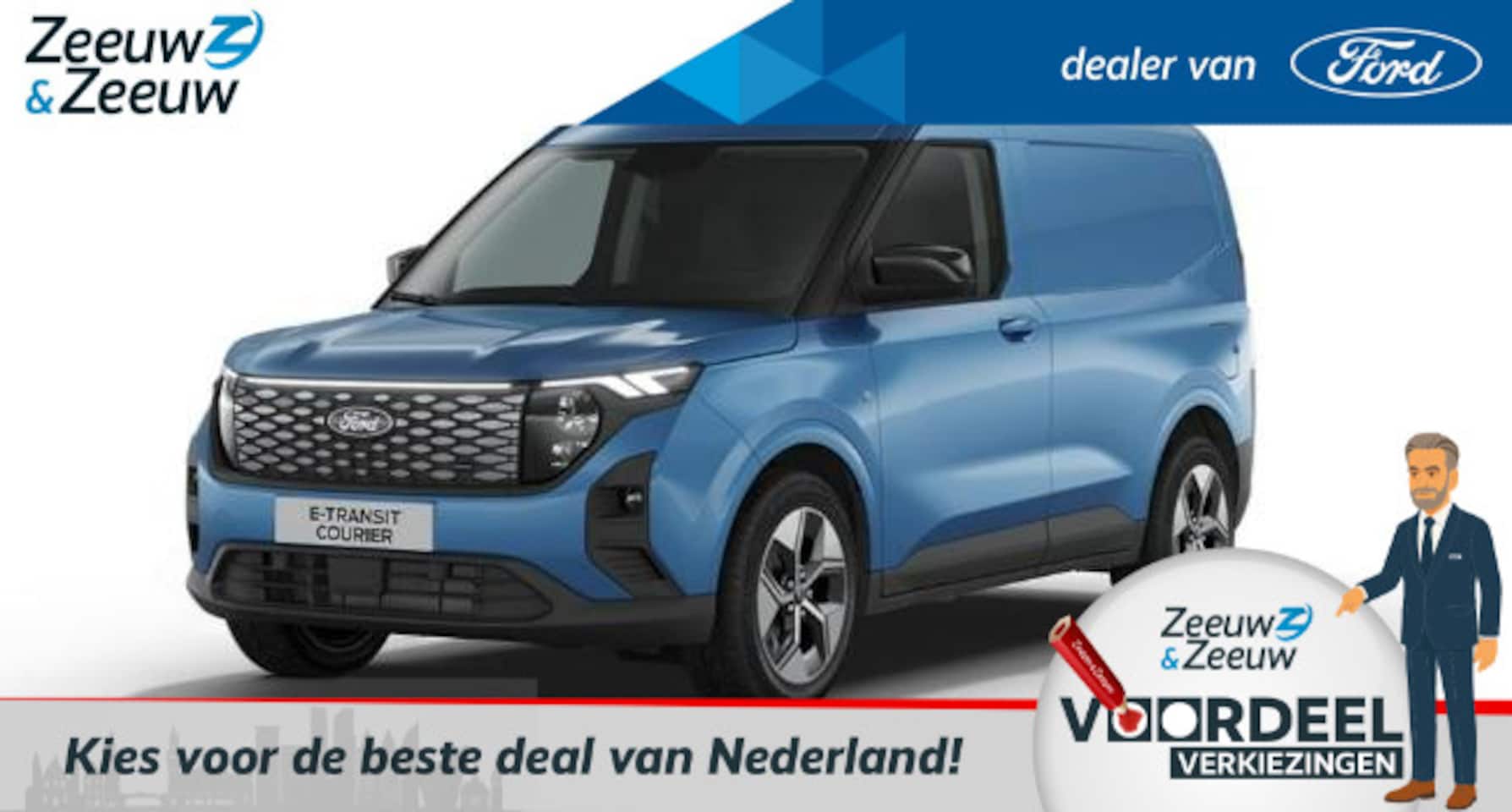 Ford Transit Courier - E-Transit Limited 44 kWh 136 pk | 17" LM velgen | Nu 0,99% rente financial lease | Winter - AutoWereld.nl