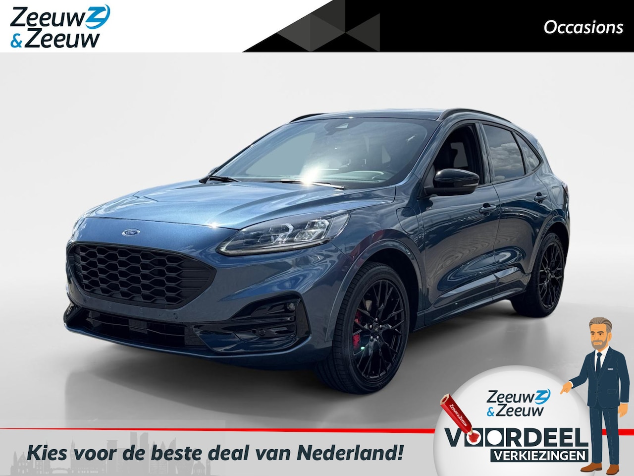 Ford Kuga - 2.5 PHEV Black Pack | Half leder | Elektrische bestuurders stoel met lenden steun | Elektr - AutoWereld.nl