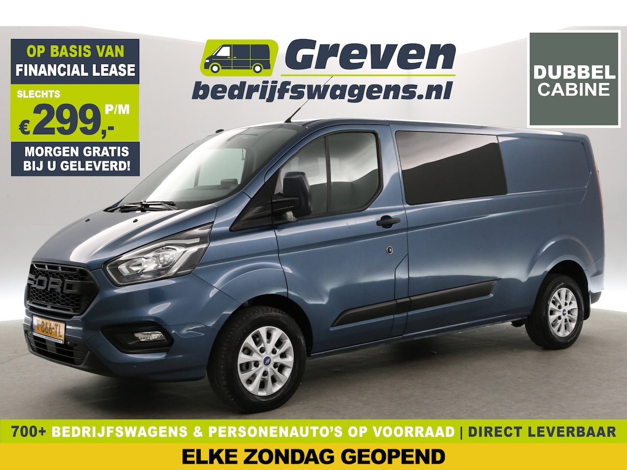 Ford Transit Custom - 300 2.0 TDCI L2H1 | DC | 6-Zits | Carplay | Cruise | Airco | Navigatie | Trekh. | Parkeers - AutoWereld.nl