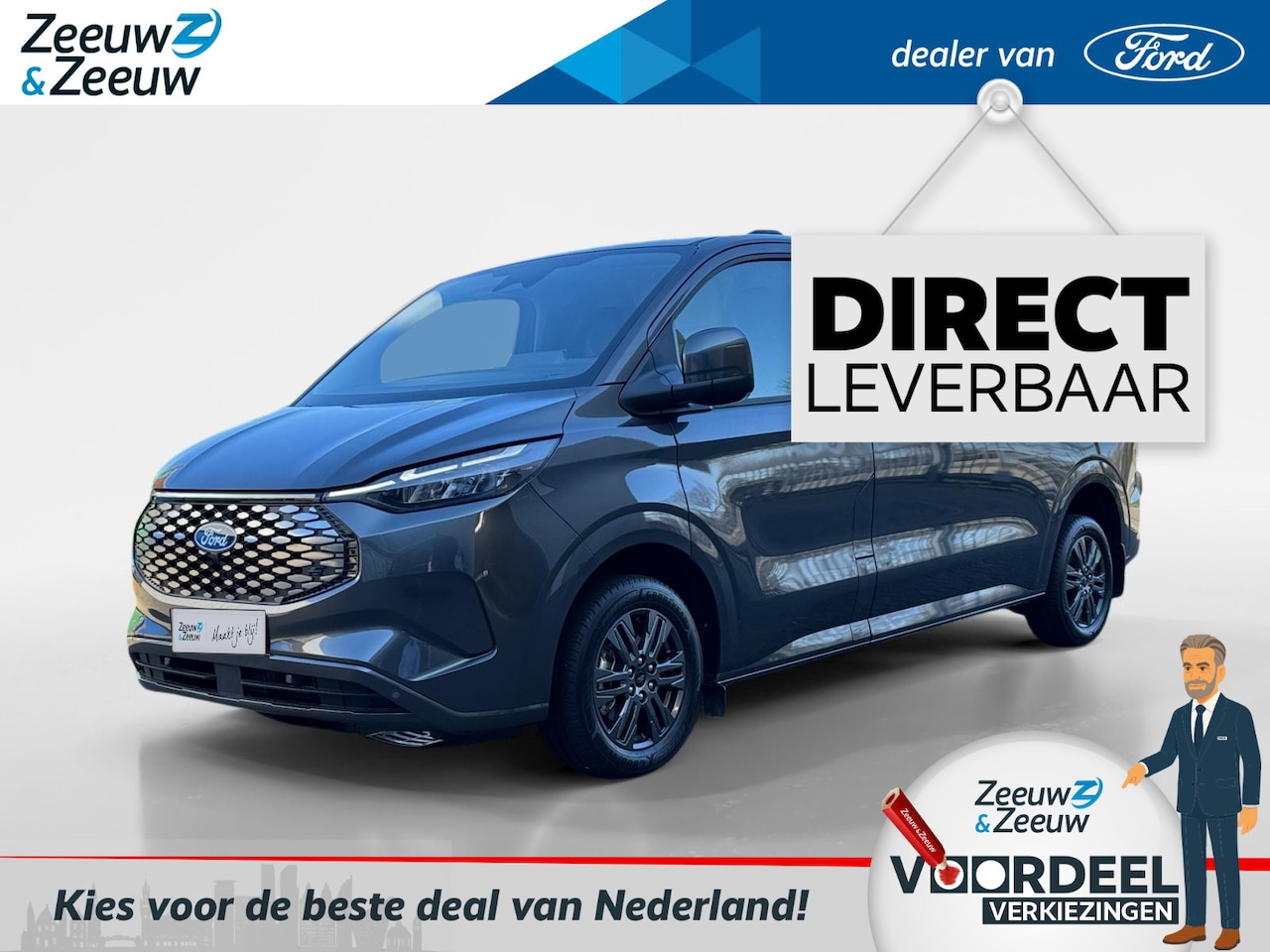 Ford Transit Custom - E-Transit 320 L2H1 Limited 64 kWh | Direct Leverbaar | Prijs inclusief Ford Voordeel | Ink - AutoWereld.nl