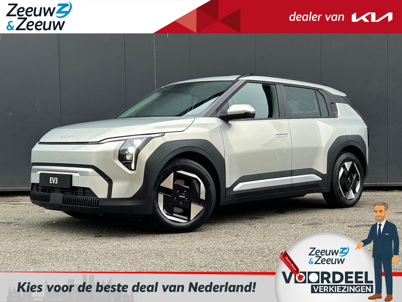 Kia EV3 - Air Single Motor 150KW SR IVORY SILVER GLOSSY | 3000,- INRUILKORTING | PARKEERSENSOREN VOO - AutoWereld.nl