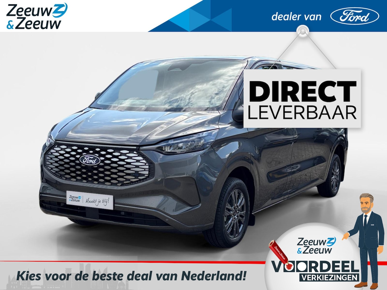 Ford E-Transit Cust. - 340 L2H1 Limited 65 kWh | VOORRAAD! | Elektrische Trekhaak | 2-zits | Navigatie | 17 inch - AutoWereld.nl