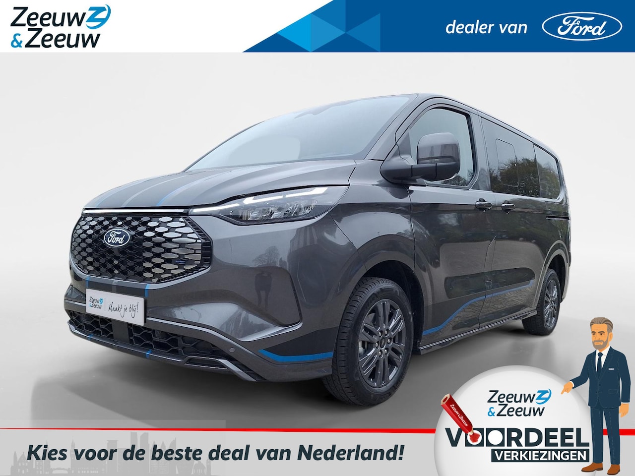 Ford Transit Custom - E-Transit 320 L1H1 Sport 65 kWh DC Ford E-Transit Cust. 320 L1H1 Sport 65 kWh DC | Adaptiv - AutoWereld.nl