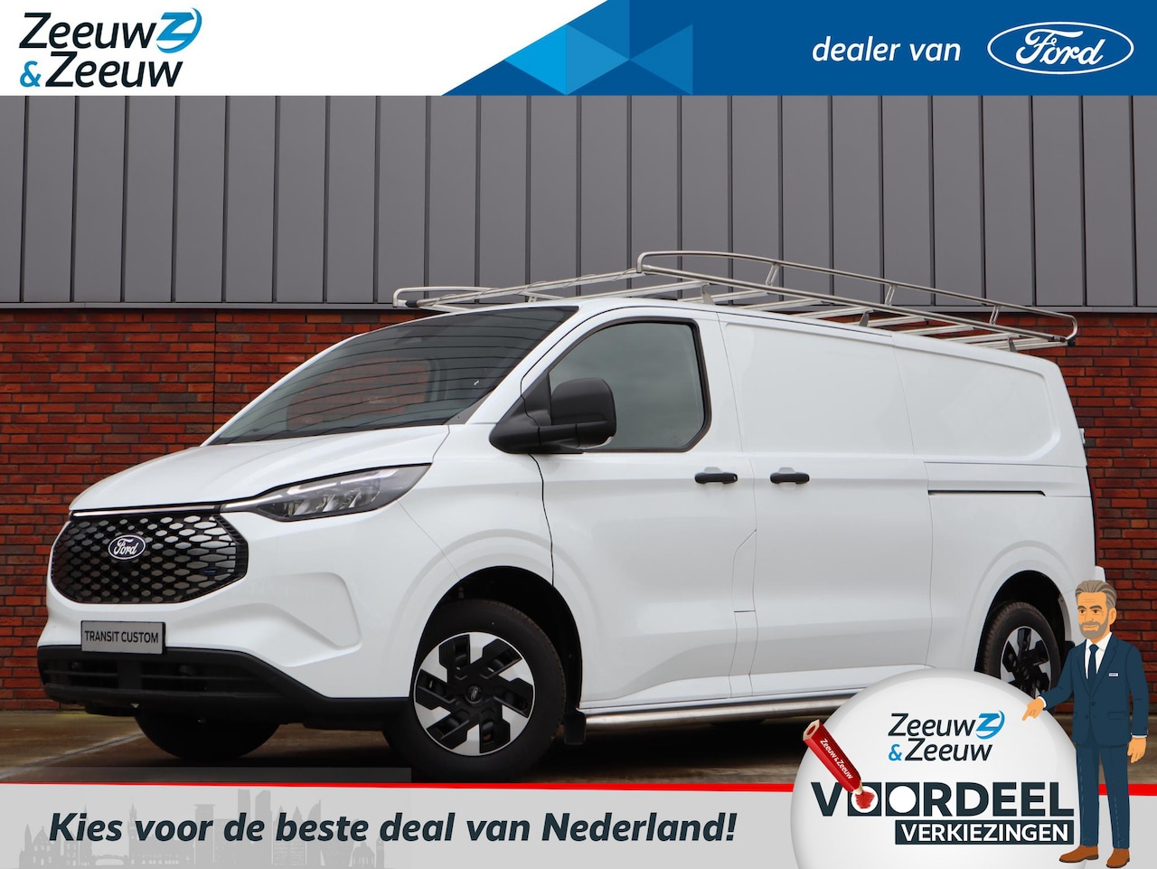 Ford Transit Custom - E-Transit 320 L2H1 Trend 65 kWh | 2x Schuifdeur | Led verlichting | Trekhaak | Imperiaal | - AutoWereld.nl