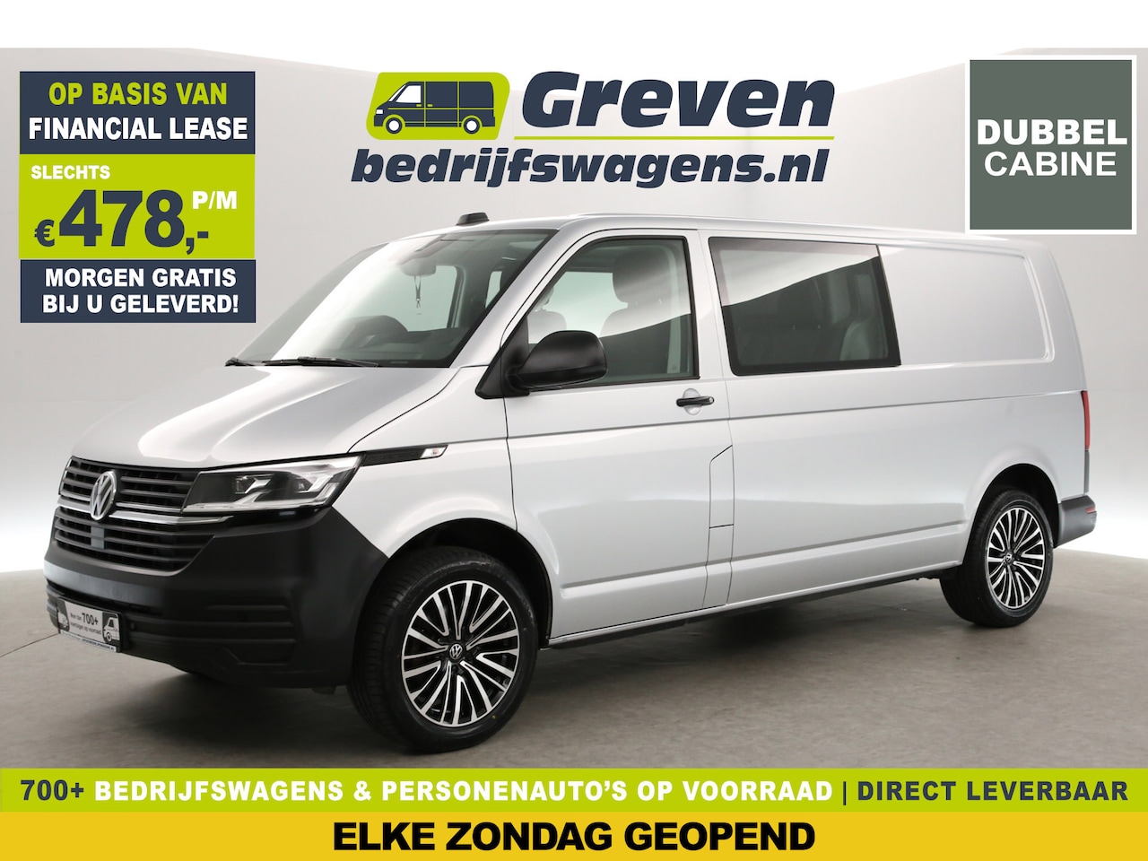 Volkswagen Transporter - 2.0 TDI T6 150PK | DC | 5-Zits | Automaat | Airco | Adaptive Cruise | Carplay | Trekh. | S - AutoWereld.nl