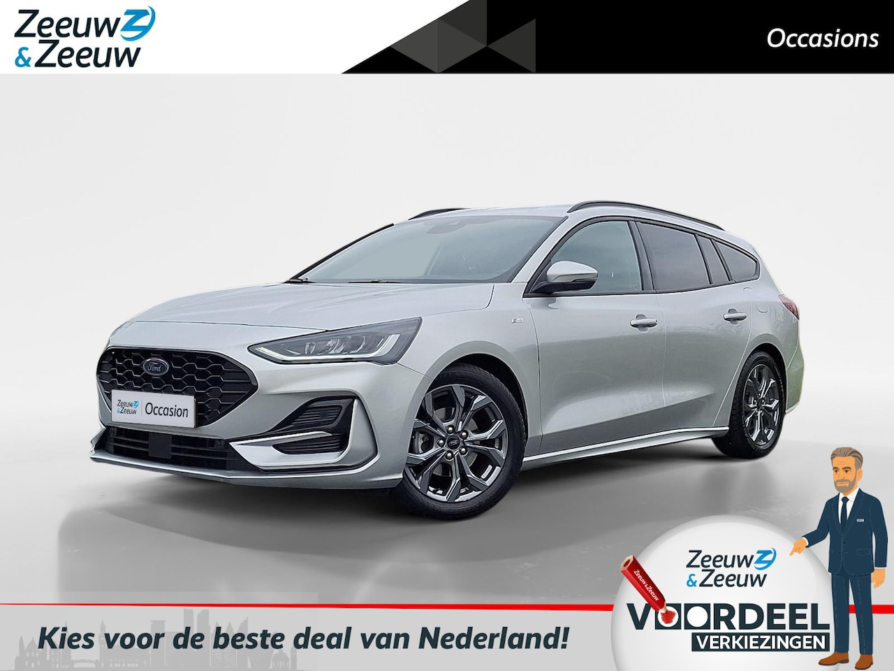 Ford Focus Wagon - 1.0 EcoBoost Hybrid ST Line X 155PK Automaat | Leder | Camera | B&O | El. verstelbare stoe - AutoWereld.nl