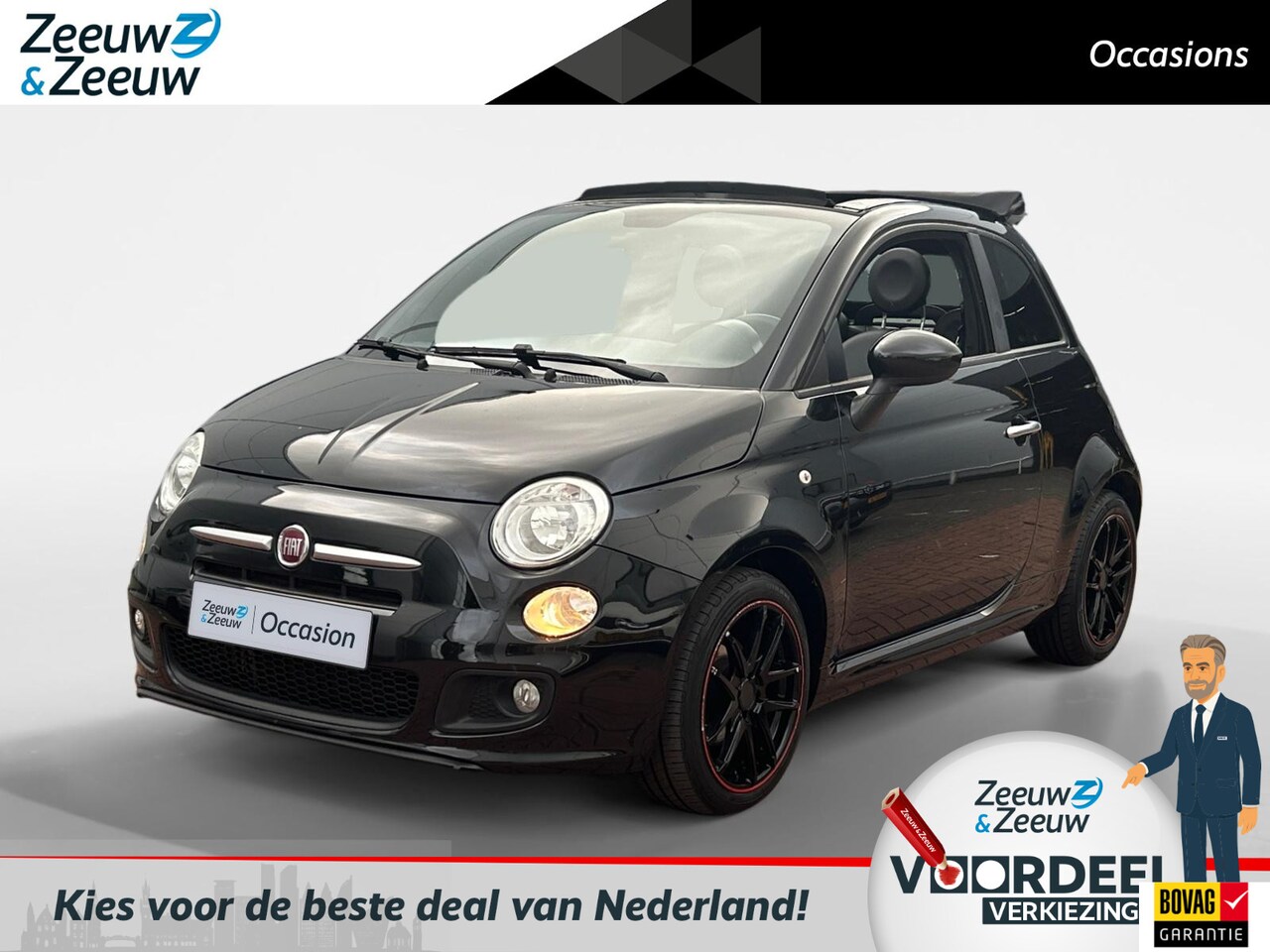 Fiat 500 C - 0.9 TwinAir Lounge | Cabrio | Airco | Bluetooth | Leer | Sportwielen | Radio/CD | 12 Maand - AutoWereld.nl