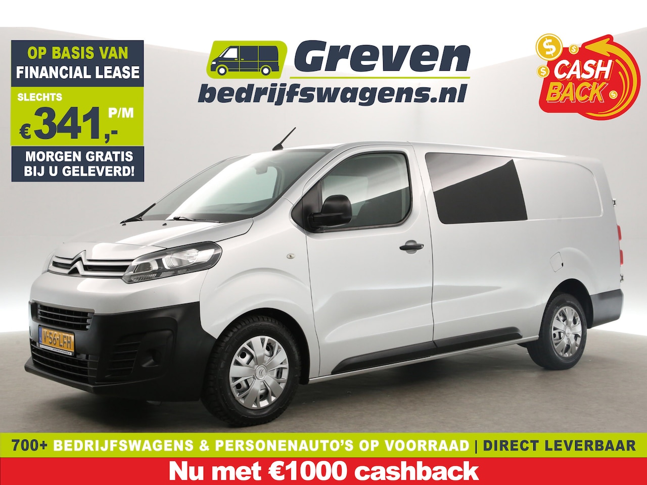 Citroën Jumpy - 2.0 BlueHDI L3H1 | MARGE | DC | 5-Zits | Airco | Trekh. | Carplay | Cruise | Navi | Parkee - AutoWereld.nl