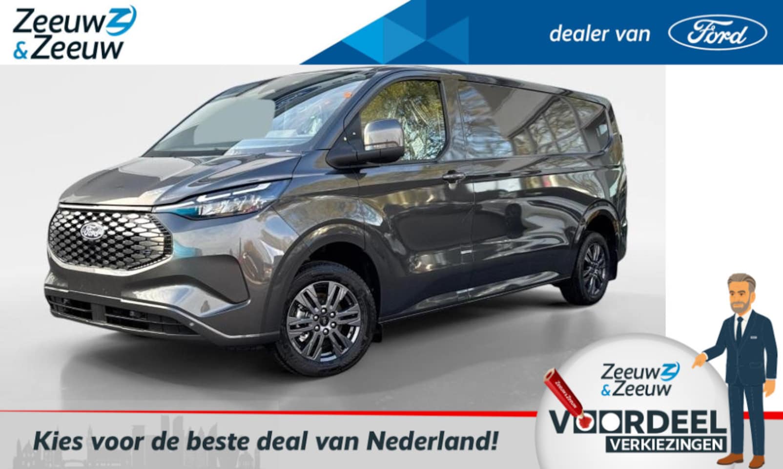 Ford Transit Custom - E-Transit 340 L2H1 Limited 65 kWh 218 pk | Nu 0,99% rente op financial lease | TE BESTELLE - AutoWereld.nl