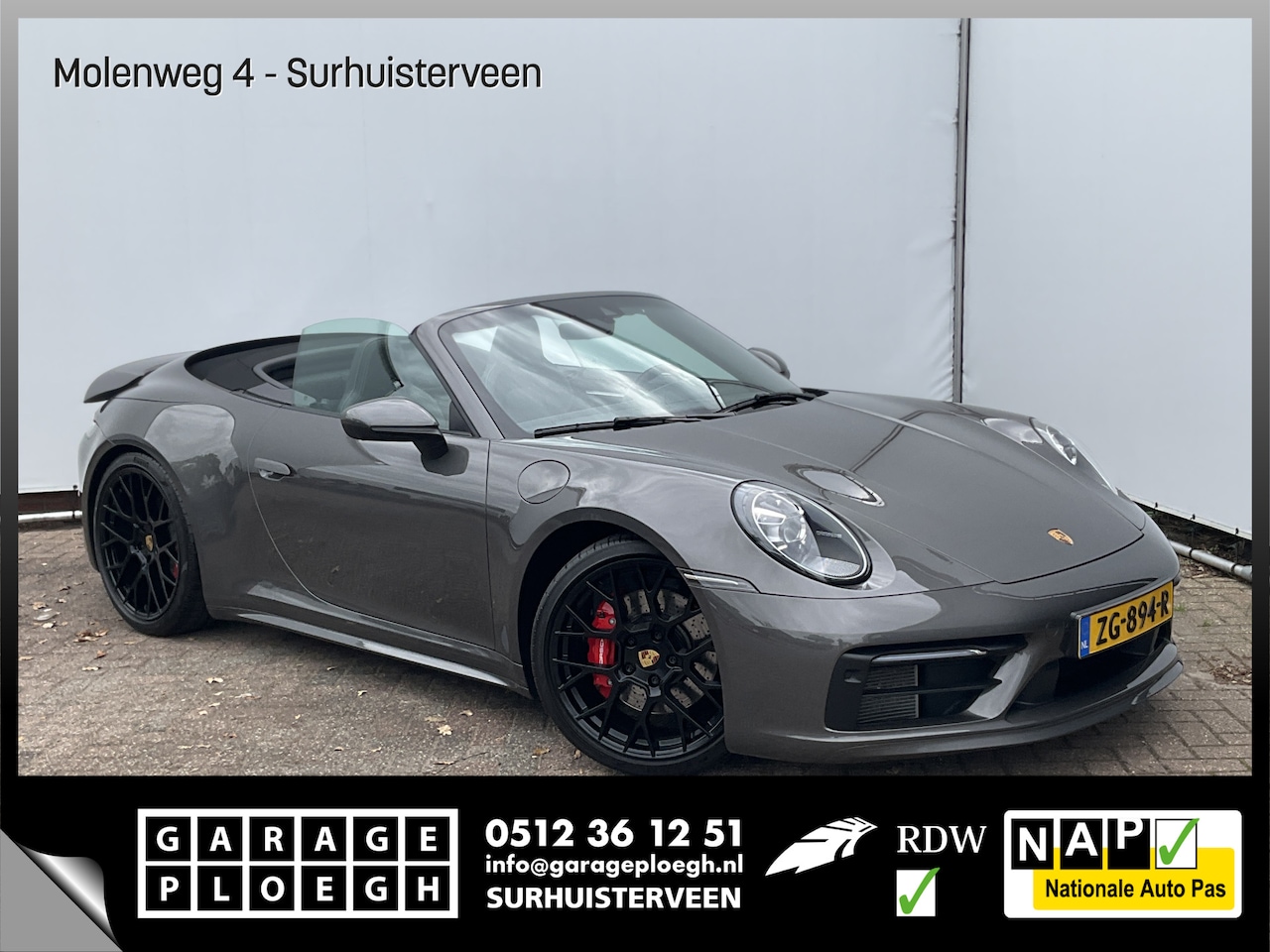 Porsche 911 Cabrio - 3.0 Carrera 4 S Sportchrono plus 14-weg orig.NL Agaatgrijs perfecte configuratie - AutoWereld.nl