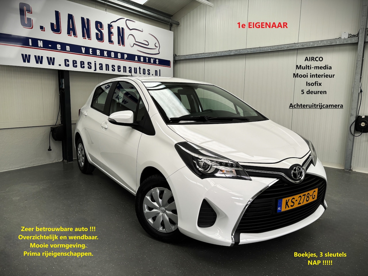 Toyota Yaris - 1.0 VVT-i Aspiration KEURIGE AUTO !! | 12 Voltaansluiting | 1e Eigenaar. | Achteruitrijcam - AutoWereld.nl