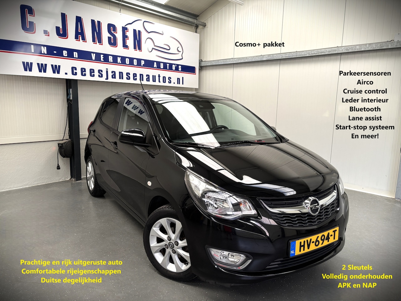 Opel Karl - 1.0 EcoFLEX Cosmo ZWART LEER !! | Cruise control | Lichtmetalen velgen 15" - AutoWereld.nl