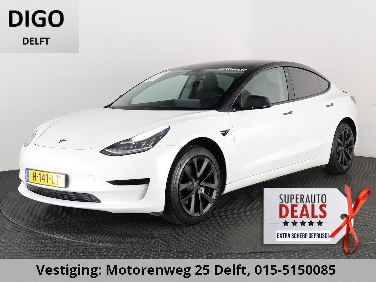 Tesla Model 3 - BLACKLINE BI-TONE PANO STD ACCUTEST 86% RWD 60 kWH LEDER.NAVI.CAMERA.AUTOPILOT, STOELVERWA - AutoWereld.nl
