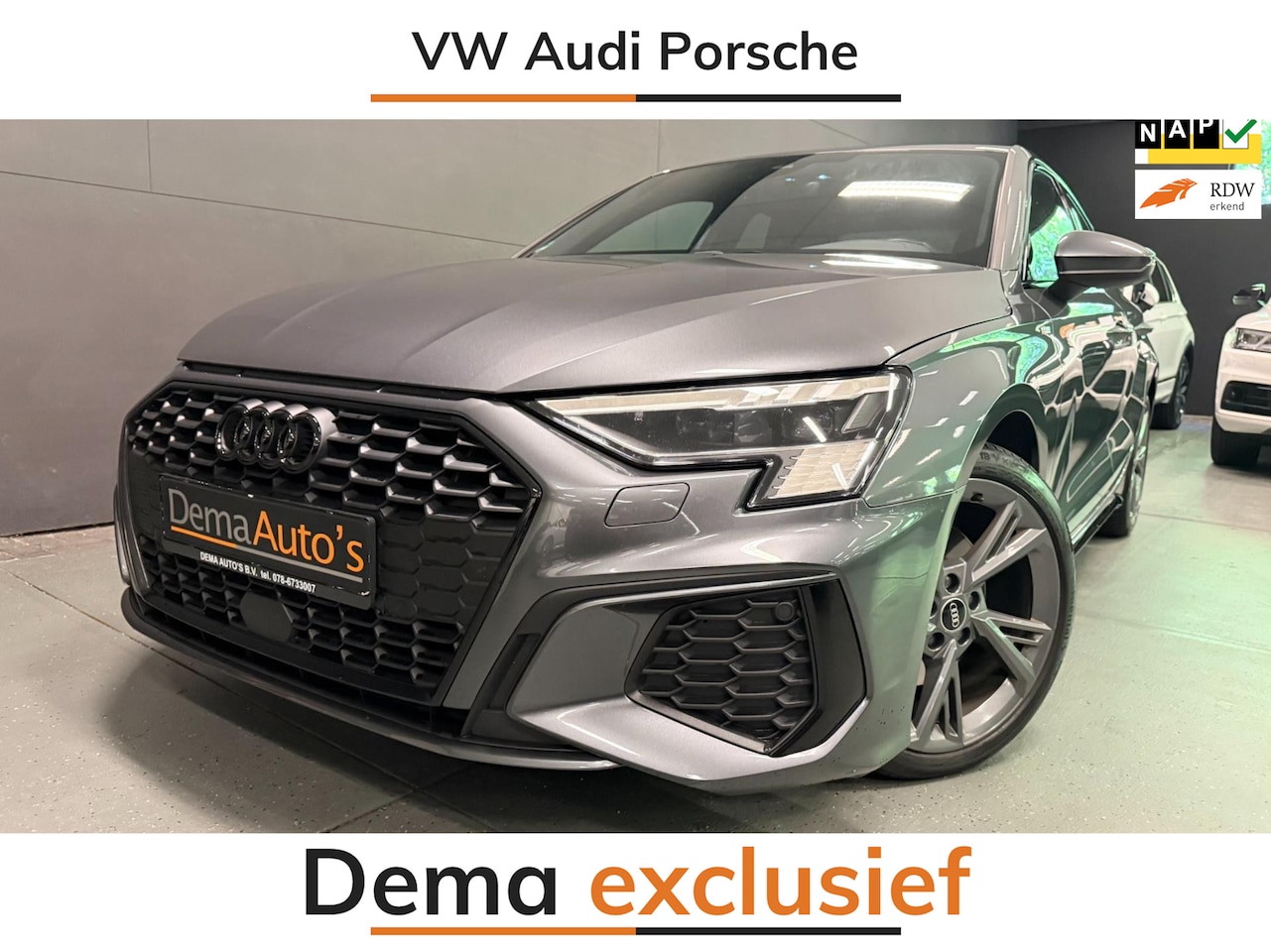 Audi A3 Limousine - 35 TFSI 2X S-LINE BLACK-LINE V-COCKPIT/NAVI/DAB/CARPLAY/ECC/PDC/CRUISE/// - AutoWereld.nl