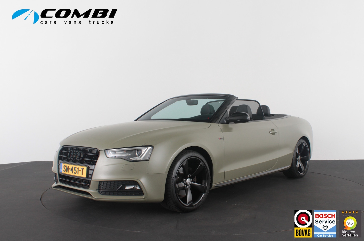 Audi A5 Cabriolet - 1.8 TFSI S line > 177pk/Cabrio/Dark Green&black/Sportstoelen verwarmbaar... - AutoWereld.nl