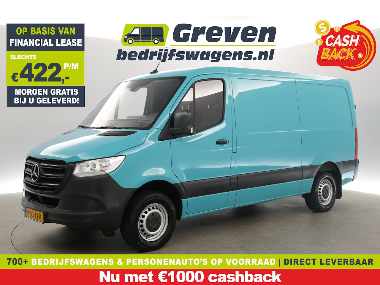 Mercedes-Benz Sprinter - 319 3.0 CDI L2H1 V6 | Airco | Cruise | Carplay | Camera | Trekh. | 3-Zits - AutoWereld.nl