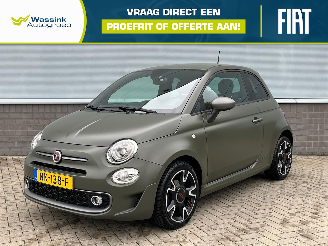 Fiat 500 - 105pk Sport | matgroen | navi | 16" velgen | clima - AutoWereld.nl