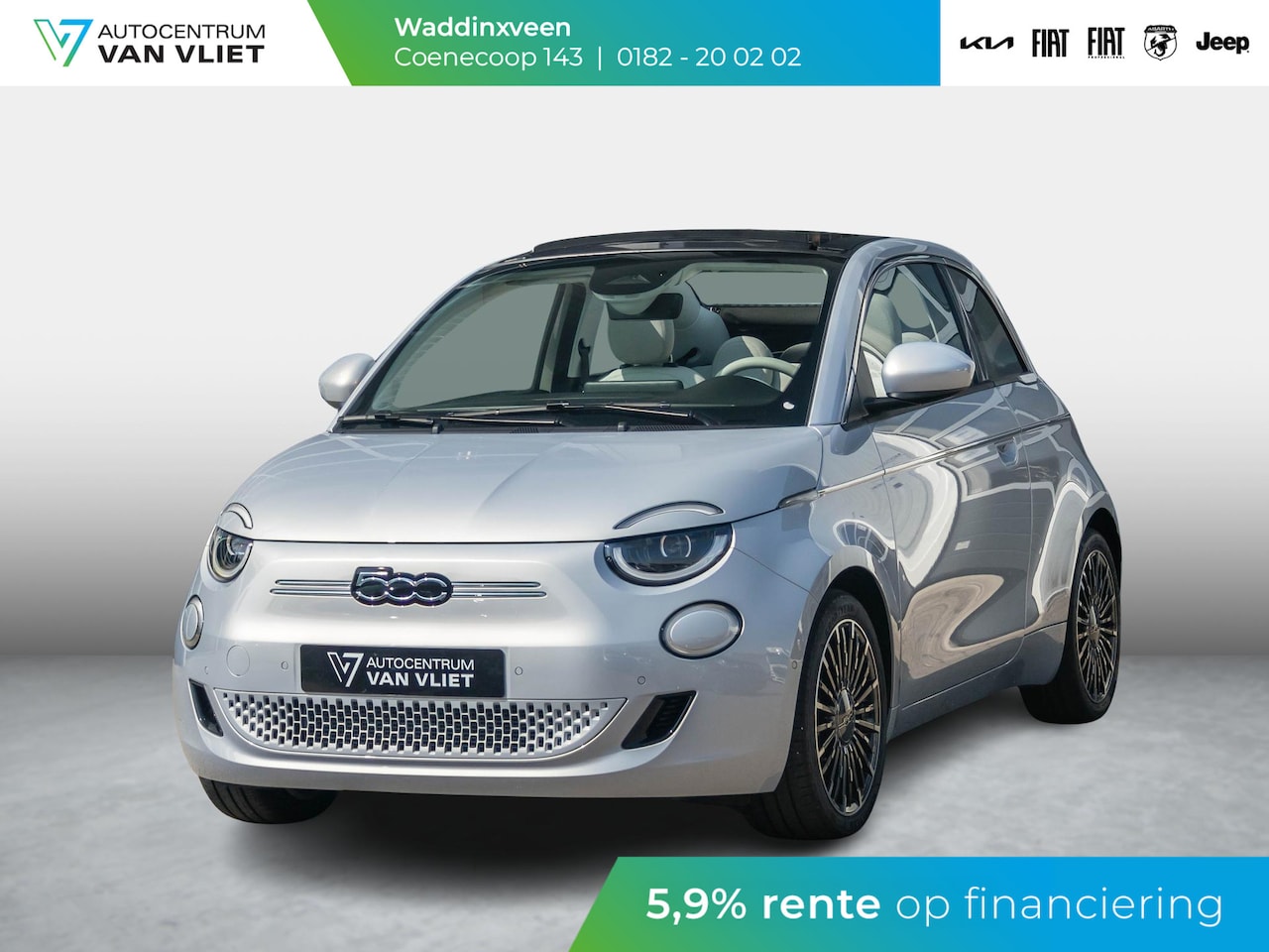 Fiat 500e - Cabrio La Prima 42 kWh | Clima | Cruise | Leder | 17" | Priv Glass | Winter Pack | JBL Sou - AutoWereld.nl