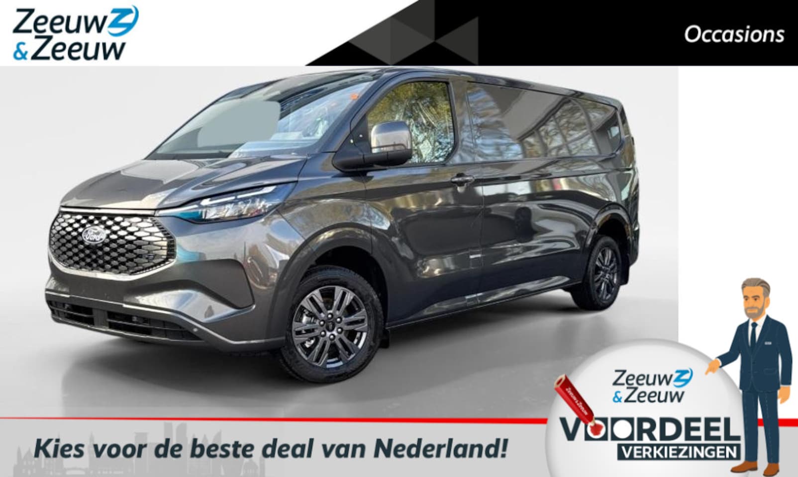 Ford Transit Custom - E-Transit 340 L2H1 Limited 65 kWh 218 pk | Adaptive cruise control | Navigatie | Inklapbar - AutoWereld.nl