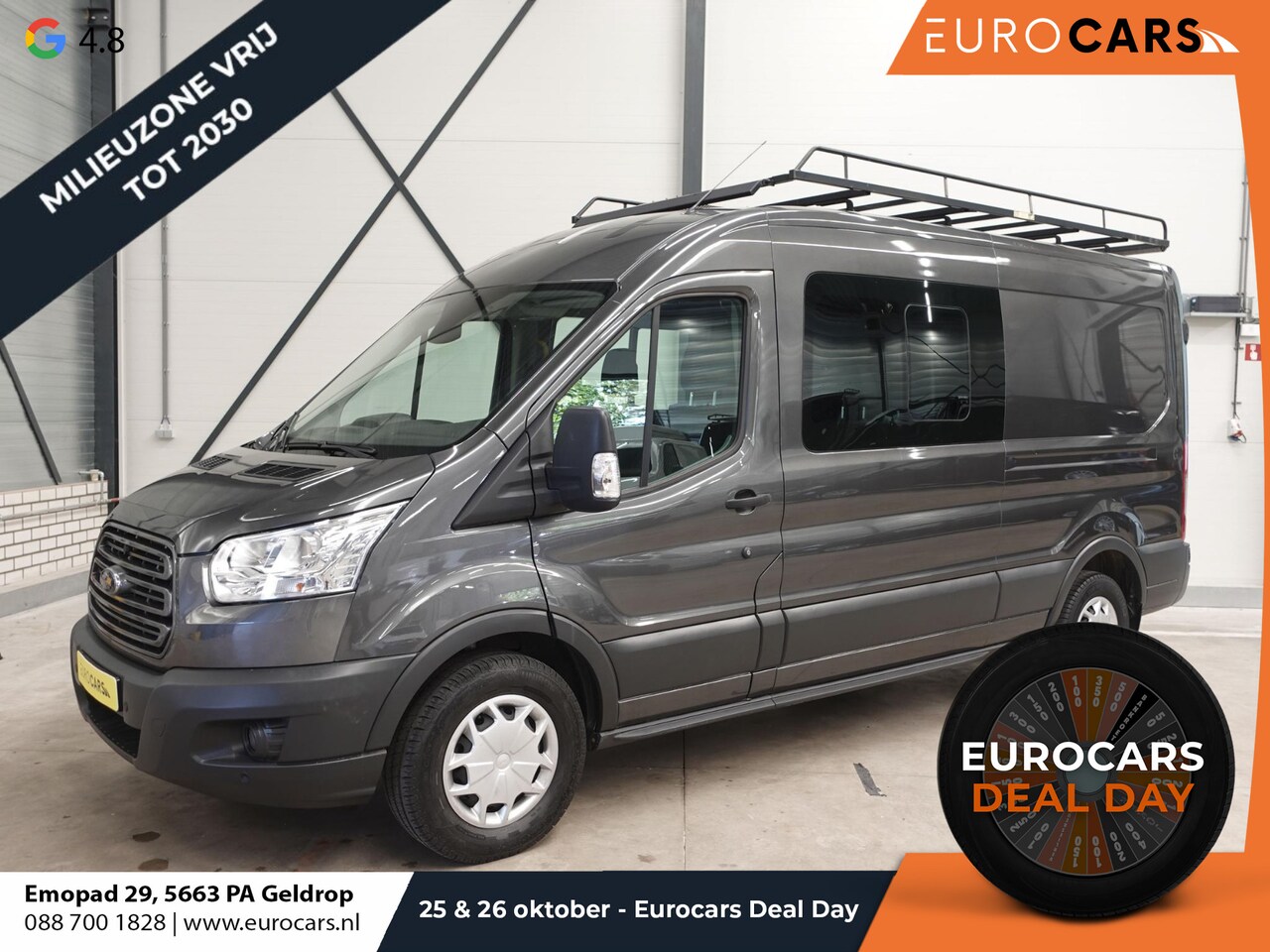 Ford Transit - 130pk L3H2 Dubbele Cabine 6-Zits Airco Cruise control Trekhaak Imperiaal Euro6 - AutoWereld.nl