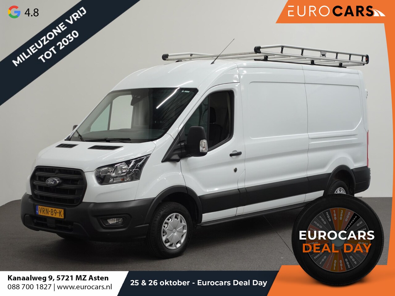 Ford Transit - 310 105PK L3H2 Trend Imperiaal Navigatie Airco Parkeersensoren Bluetooth 3Zits Trekhaak Ca - AutoWereld.nl