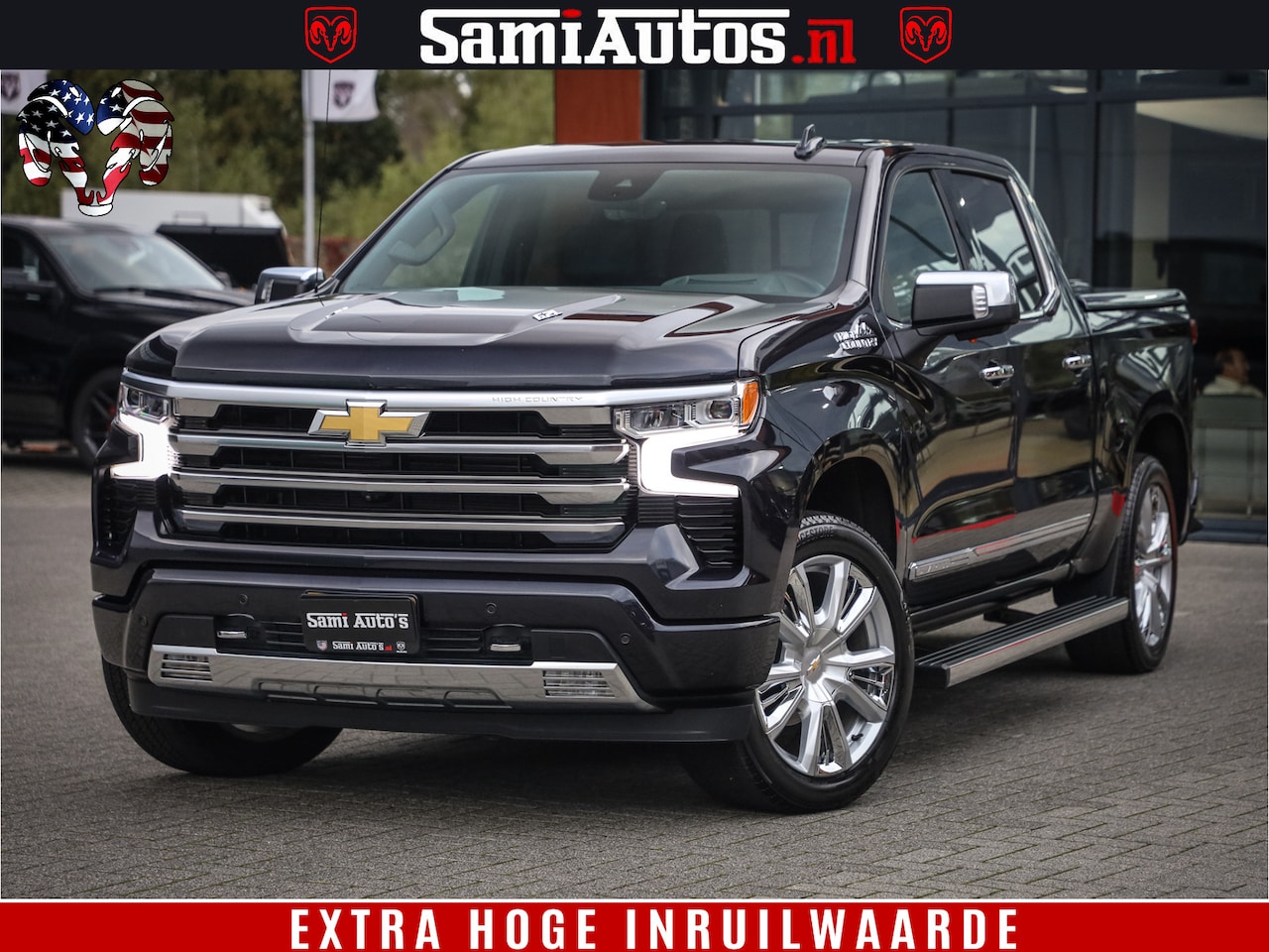 Chevrolet Silverado - LUXURY PICK UP | 6.2 V8 HIGH COUNTRY | BOM VOL | DC | TITANIUM RUSH KLEUR | HUD | ZO GOED - AutoWereld.nl