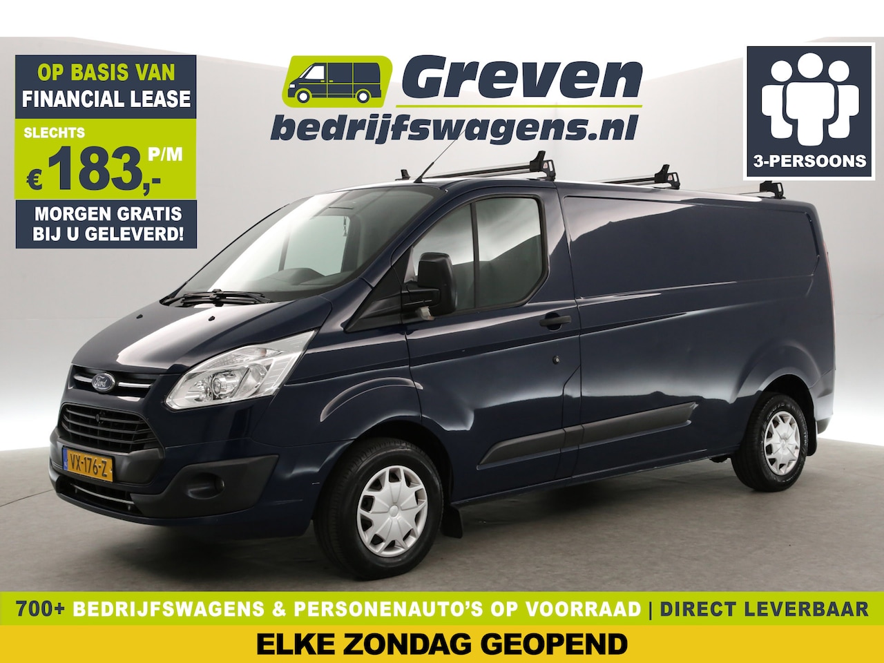 Ford Transit Custom - 290 2.0 TDCI L2H1 | Airco | Cruise | 3-Zits | Trekh. | Parkeersens. | Navigatie - AutoWereld.nl