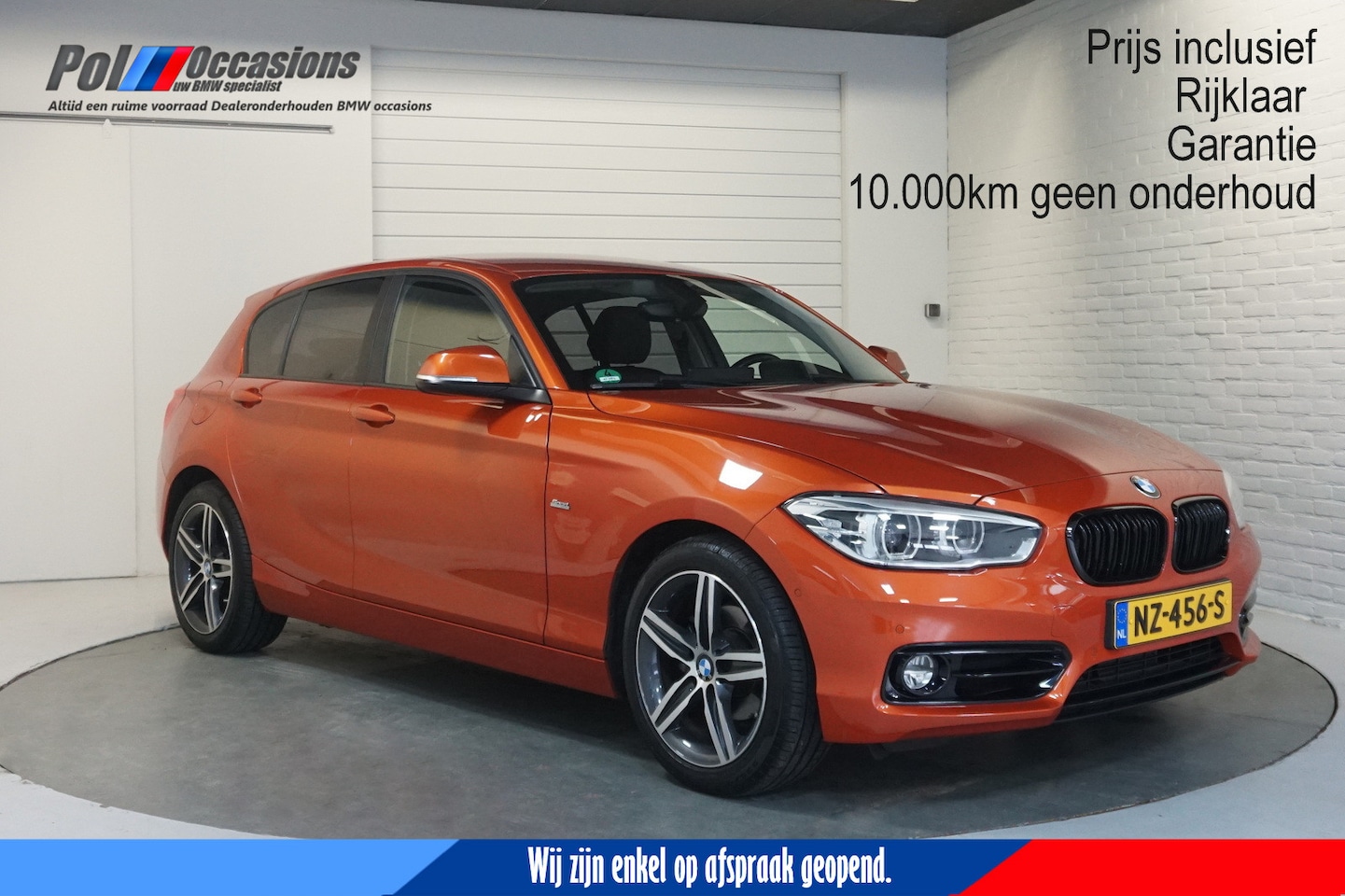 BMW 1-serie - 118i Sportline | Automaat | Leder | Navig | LED | Valencia orange - AutoWereld.nl