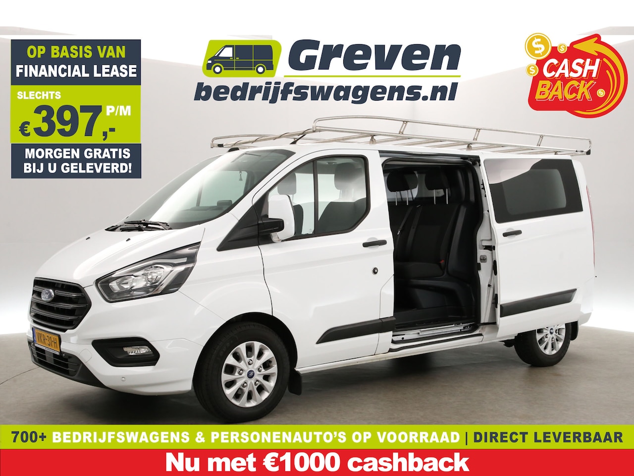 Ford Transit Custom - 340 2.0 TDCI L2H1 | DC | Automaat | Airco | Cruise | Camera | 2xSchuifdeur | Carplay | Tre - AutoWereld.nl
