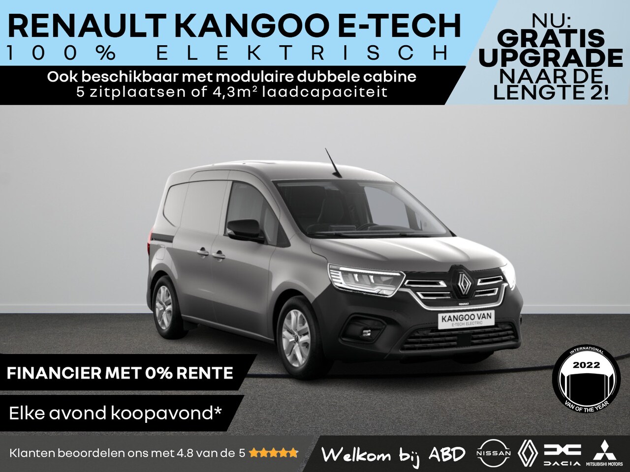 Renault Kangoo E-Tech - Advance 44 kWh | Cruise control en snelheidsbegrenzer | Elektrisch bedienbare ramen (met s - AutoWereld.nl