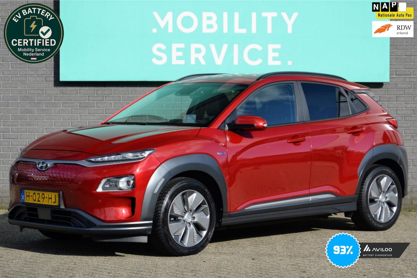 Hyundai Kona Electric - EV Premium 64 kWh 3FASE SOH93% Leder ACC Lane LED - AutoWereld.nl