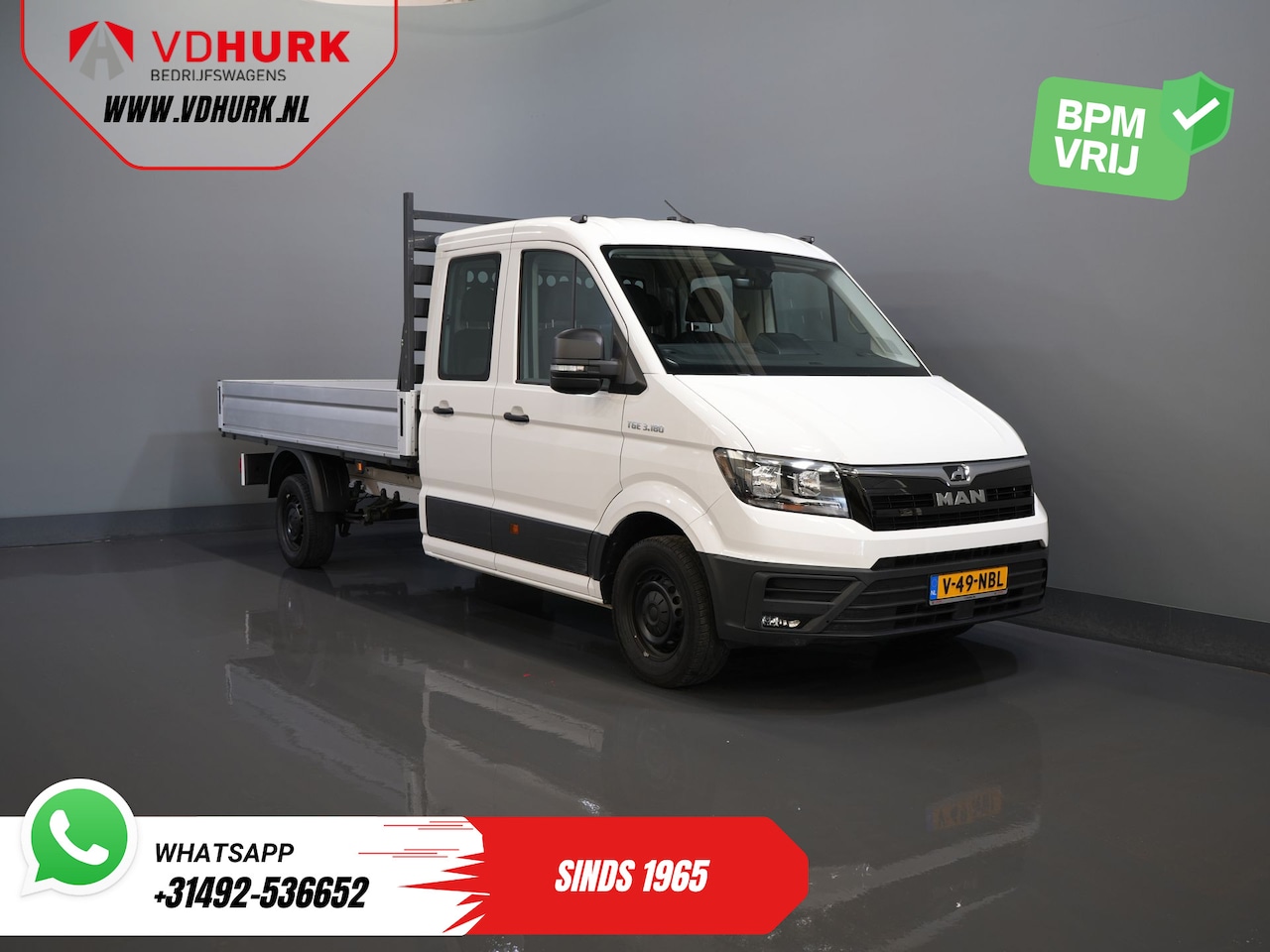 MAN TGE - 3.180 DSG Aut. DC Dubbel Cabine BPM VRIJ! Open Laadbak 350x203/ 7 Pers./ Carplay/ Trekhaak - AutoWereld.nl