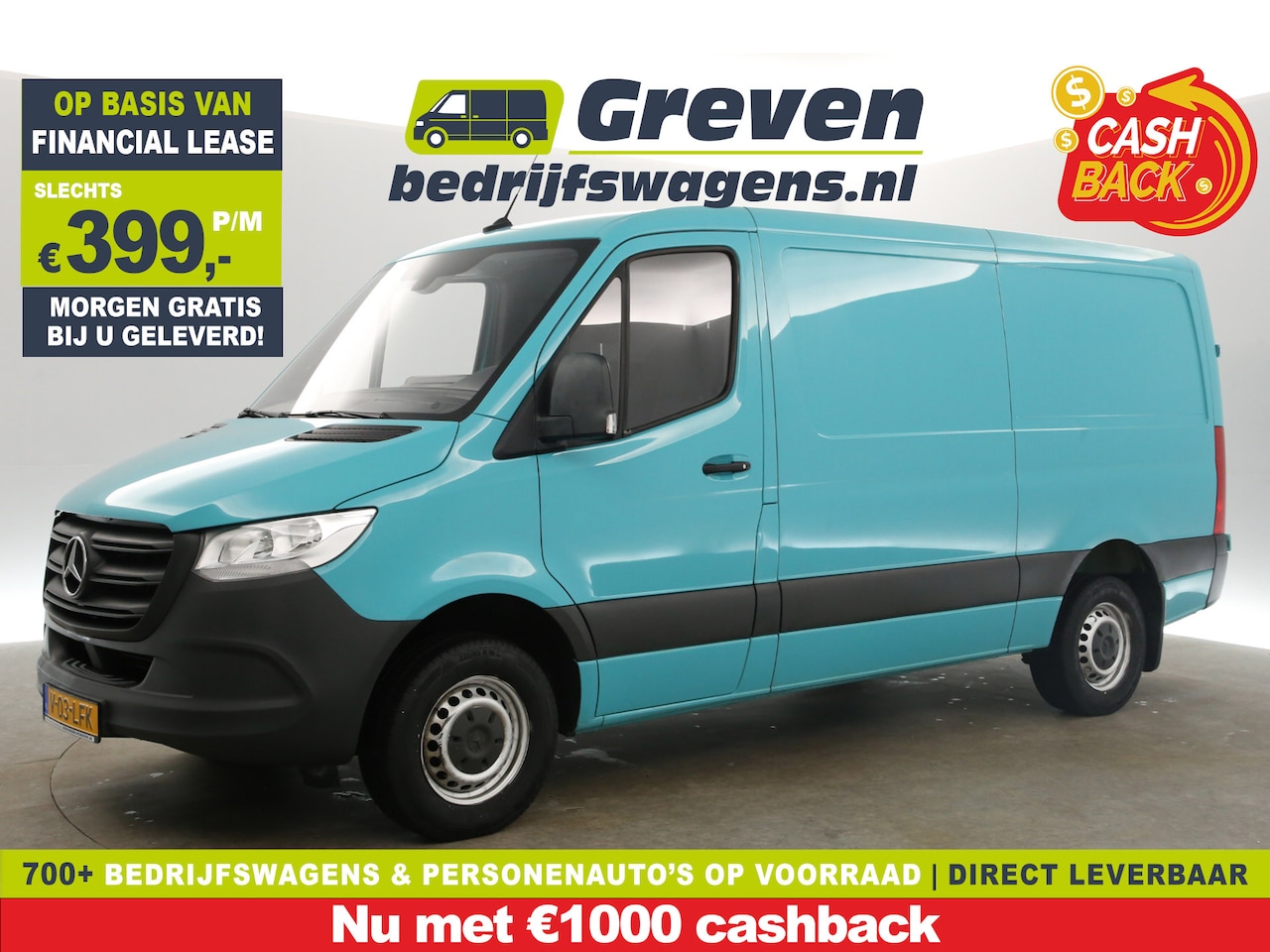 Mercedes-Benz Sprinter - 319 3.0 CDI L2H1 V6 | 191PK | 2800kg Trekgew. | Airco | Cruise | 3-Zits | Trekh. | Carplay - AutoWereld.nl