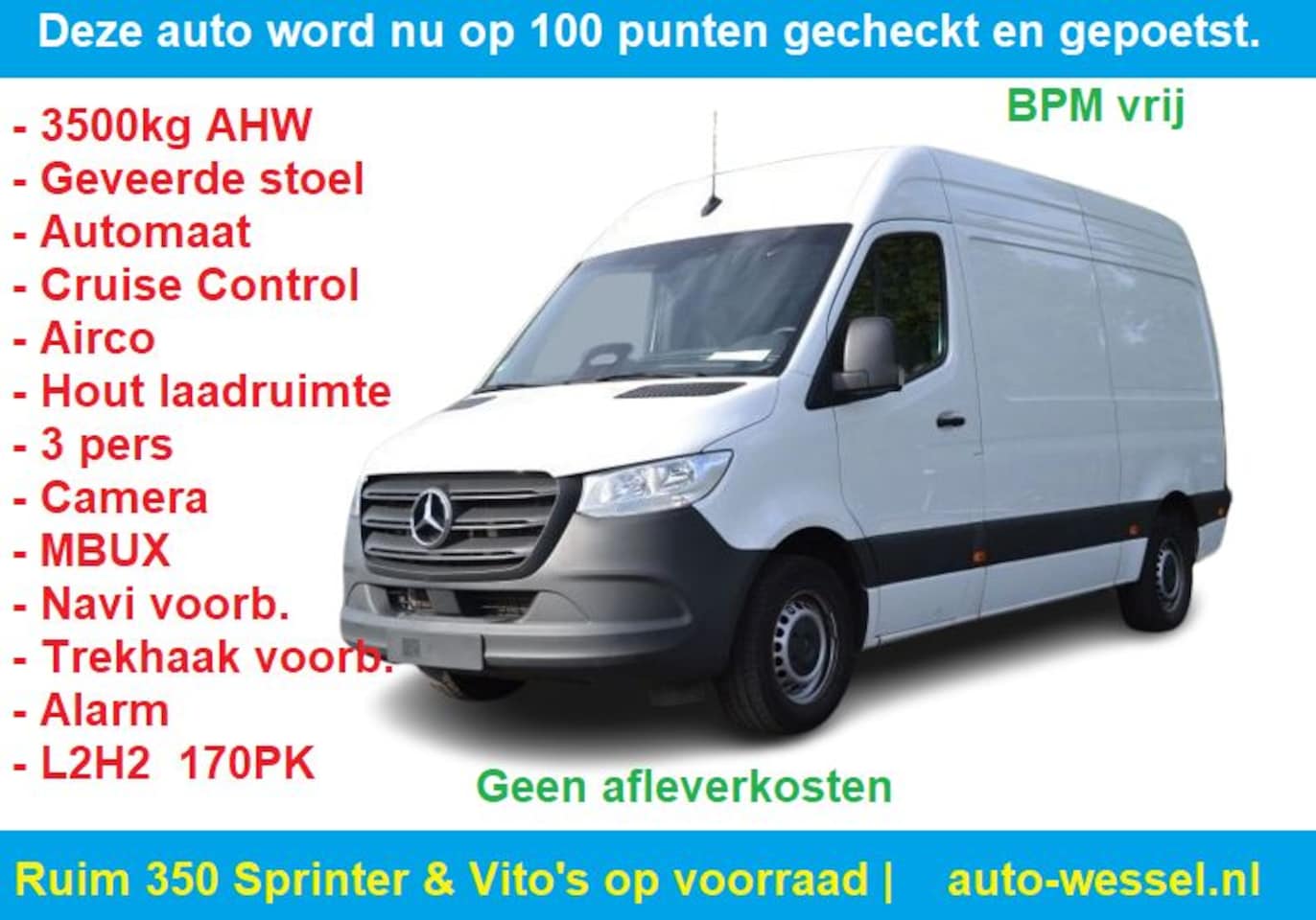 Mercedes-Benz Sprinter - 317 CDI L2H2 PRO | 3500kg AHW | MBUX | Camera | Cruise | Geveerde stoel - AutoWereld.nl