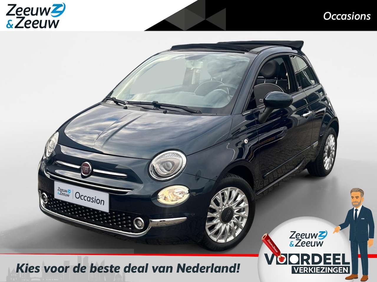 Fiat 500 C - 1.2 8v 51kW Lounge 1.2 Lounge | Automaat | Bluetooth | Airco | Elektr. Ramen | Reservewiel - AutoWereld.nl