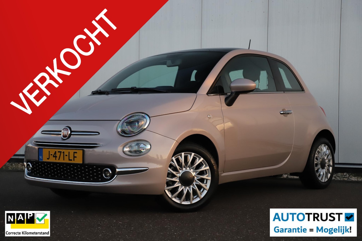 Fiat 500 - 1.0 Hybrid Star Bianco Stella Licht Roze Panoramadak 15 inch LMV Carplay Navigatie Airco C - AutoWereld.nl