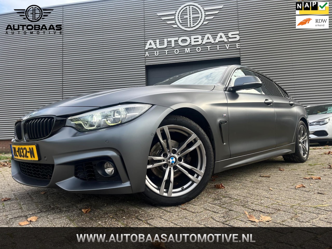 BMW 4-serie Gran Coupé - 418i High Executive M-Sport Automaat Frozen Grey!! NL-AUTO+NAP+PANORAMADAK+LEDER+FULL LED+ - AutoWereld.nl