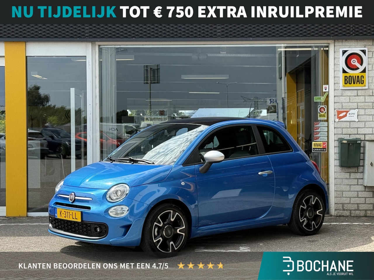 Fiat 500 - 1.0 Hybrid Rockstar | NAP | Navigatie | Panorama dak | Leer | DAB | Cruise Control | Licht - AutoWereld.nl