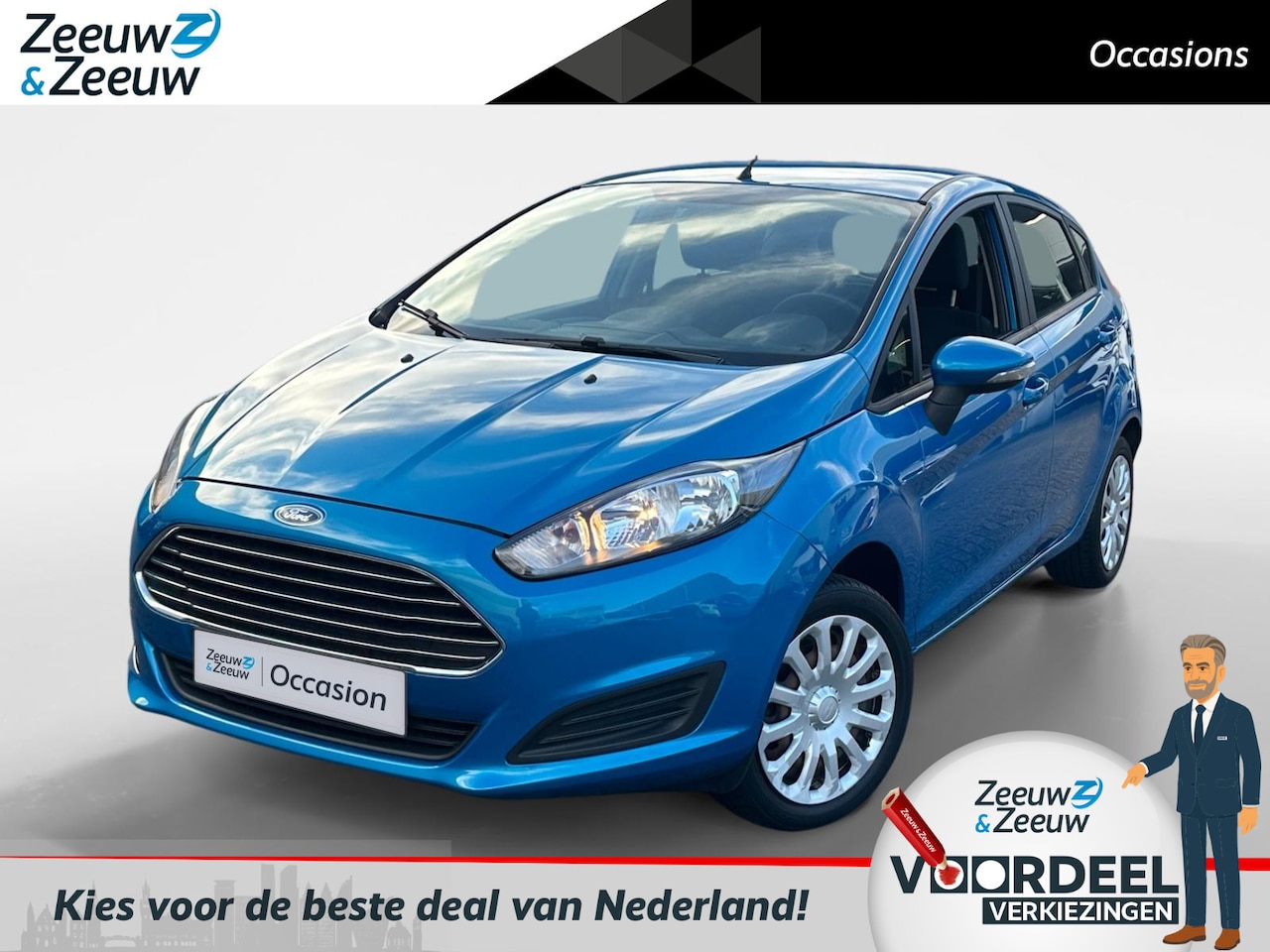Ford Fiesta - 1.0 Style | Zeer goed onderhouden | Airco | Dakdragers | incl Winterset | Navigatie | Blue - AutoWereld.nl
