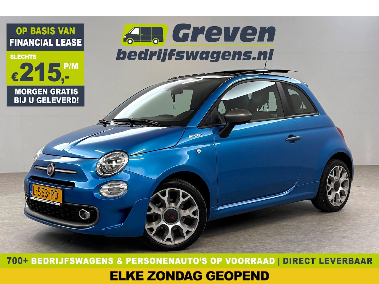 Fiat 500 - 1.0 Hybrid Sport | Pano | Navigatie | Carplay | Cruise | LED | Parkeersens. | NAP - AutoWereld.nl