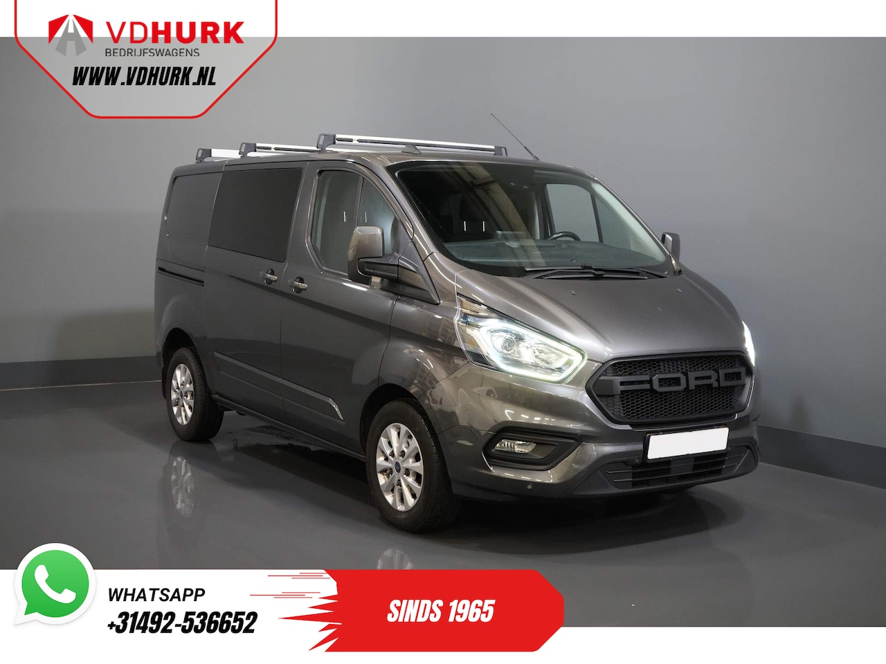 Ford Transit Custom - 2.0 TDCI 130 pk Aut. DC Dubbel Cabine Limited 2x Schuifdeur/ CarPlay/ Stoelverw./ Cruise/ - AutoWereld.nl