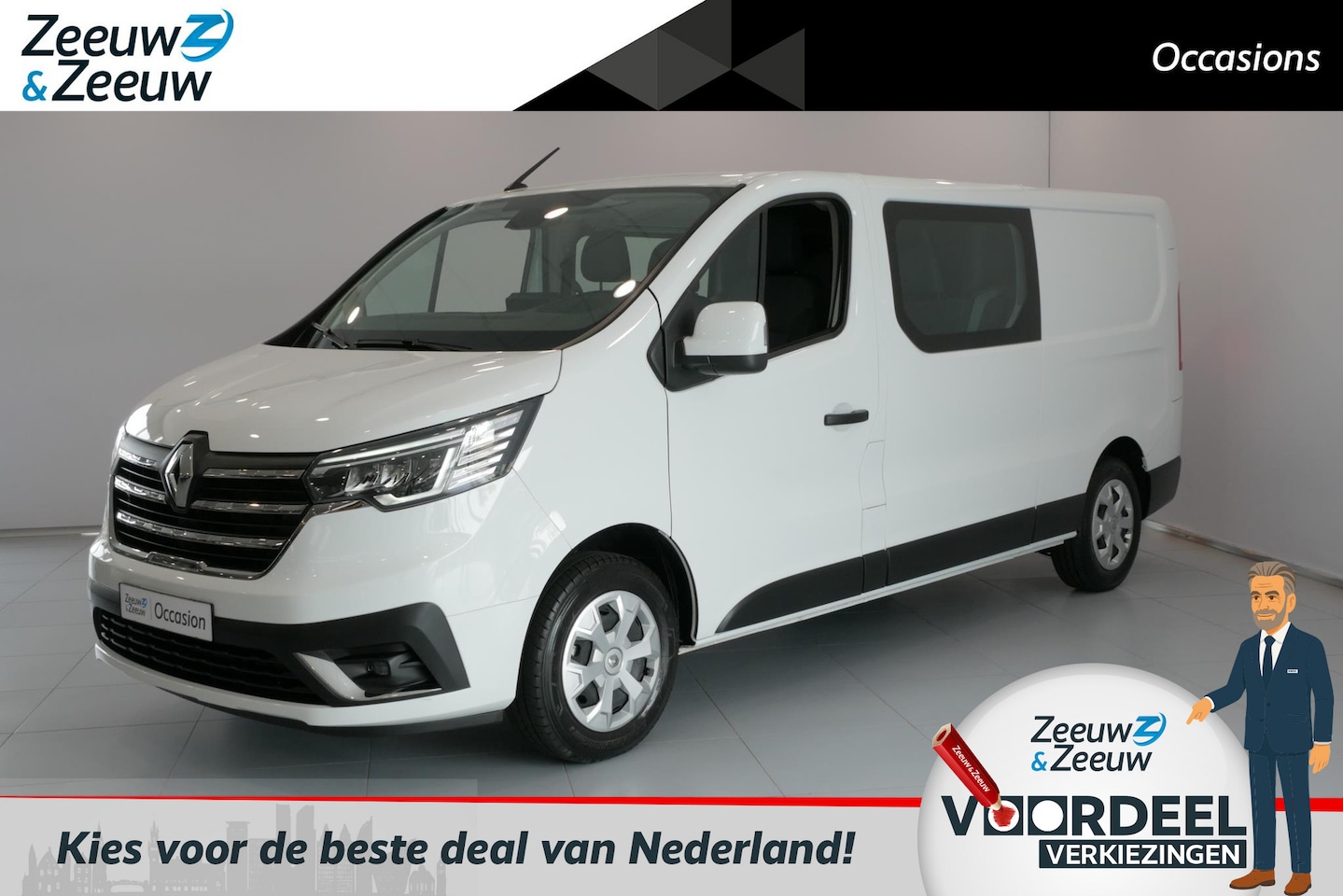 Renault Trafic - 2.0 dCi 110 T29 L2H1 DC Work Edition *Navi*Airco*Parkeersensoren*Passagiersbank*Trekhaak*V - AutoWereld.nl