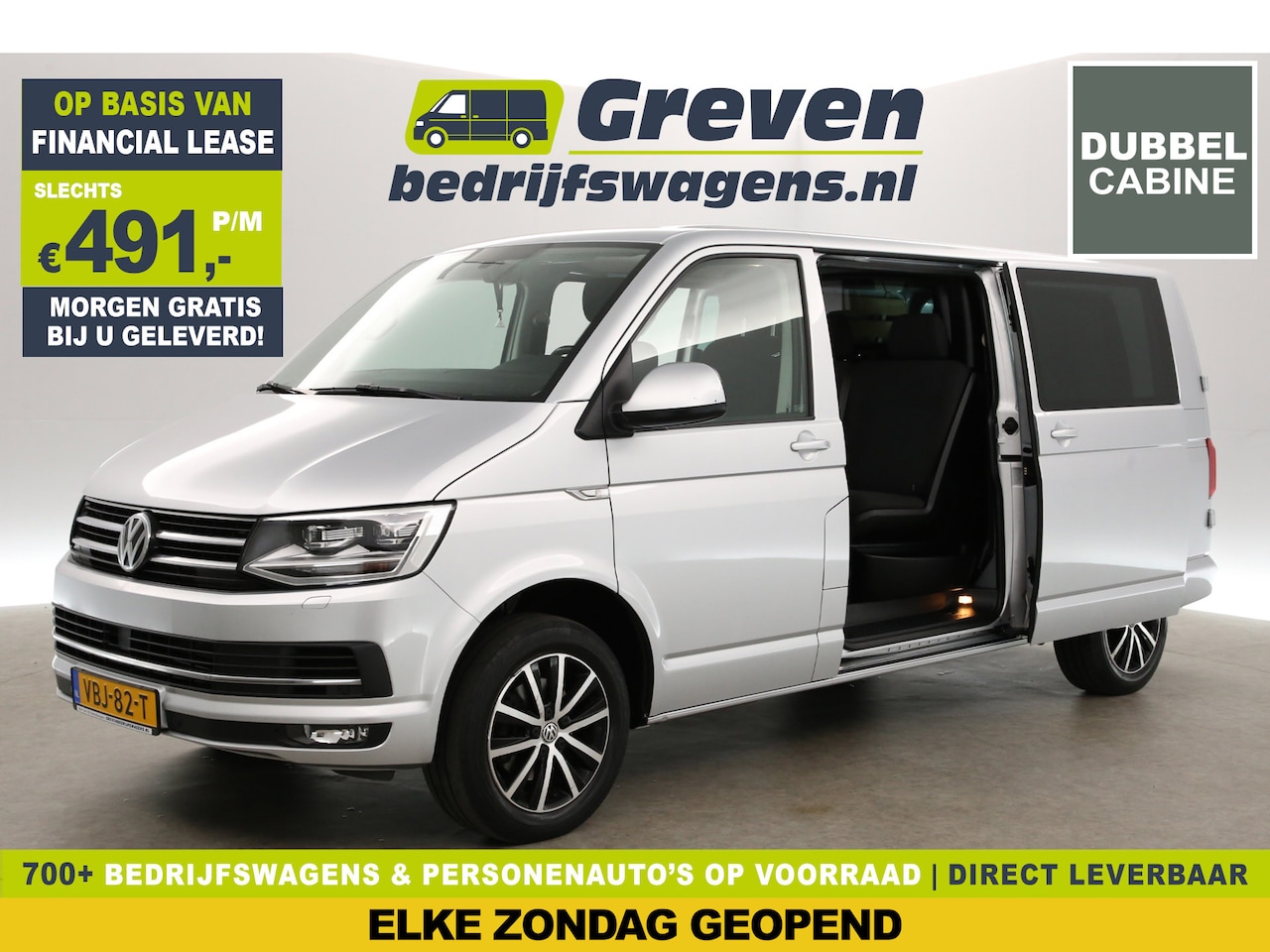 Volkswagen Transporter - 2.0 TDI 150PK L2H1 | DC | Automaat | Airco | 2xSchuifdeur | ACC | Carplay | Trekh. | Navi - AutoWereld.nl