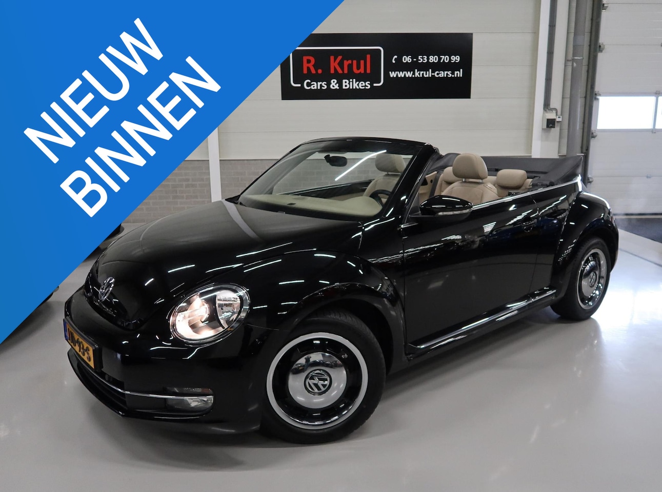 Volkswagen Beetle Cabriolet - 1.2 TSI Design BMT Beige Leer Stoelverwarming Airco-ecc PDC 17 inch Circle Black sportvelg - AutoWereld.nl