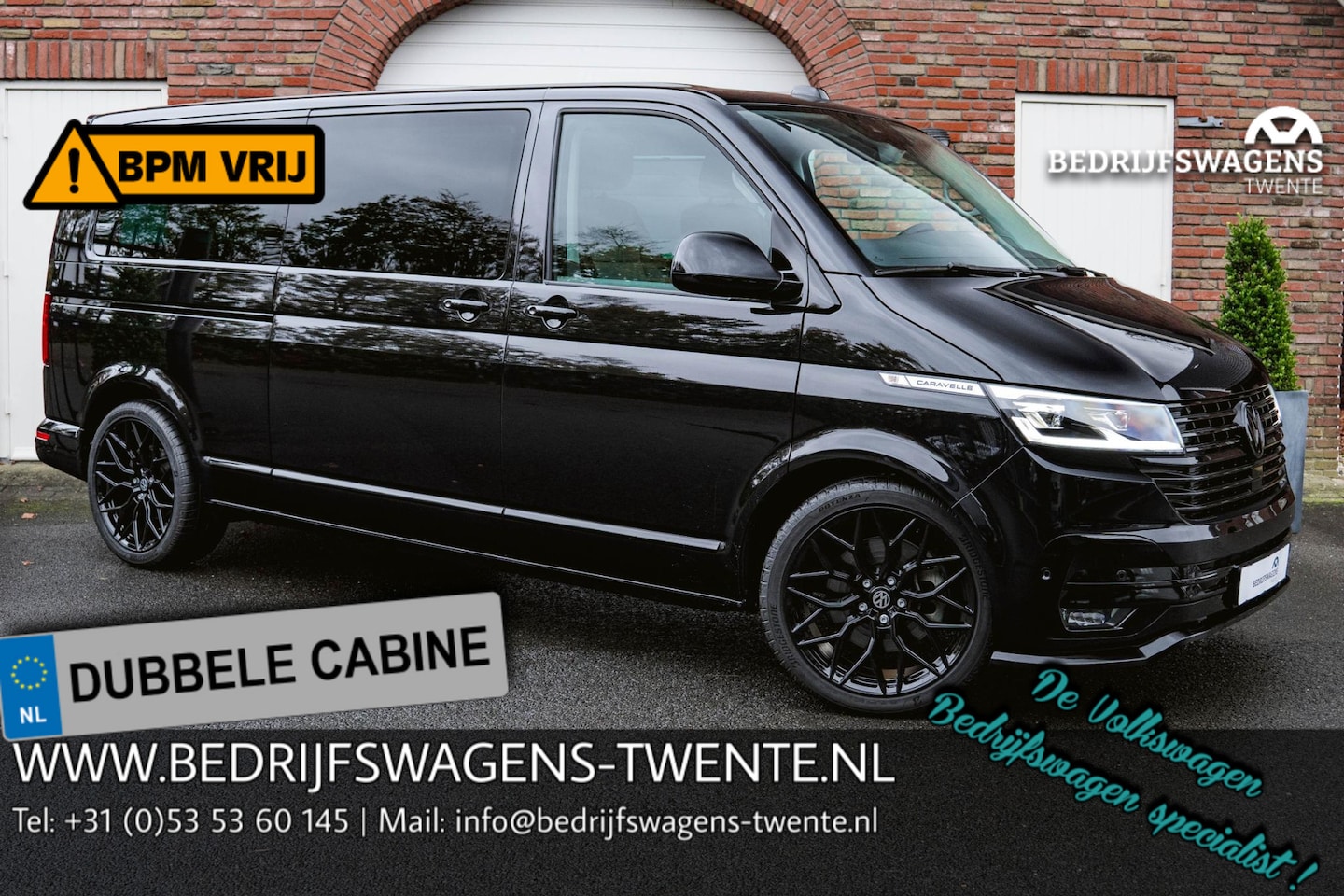 Volkswagen Transporter Caravelle - T6.1 2.0 TDI 204 PK DSG L2H1 A-KLEP ALPINE AUDIO | LED | Leder | Side Assist | BLACK SPECI - AutoWereld.nl