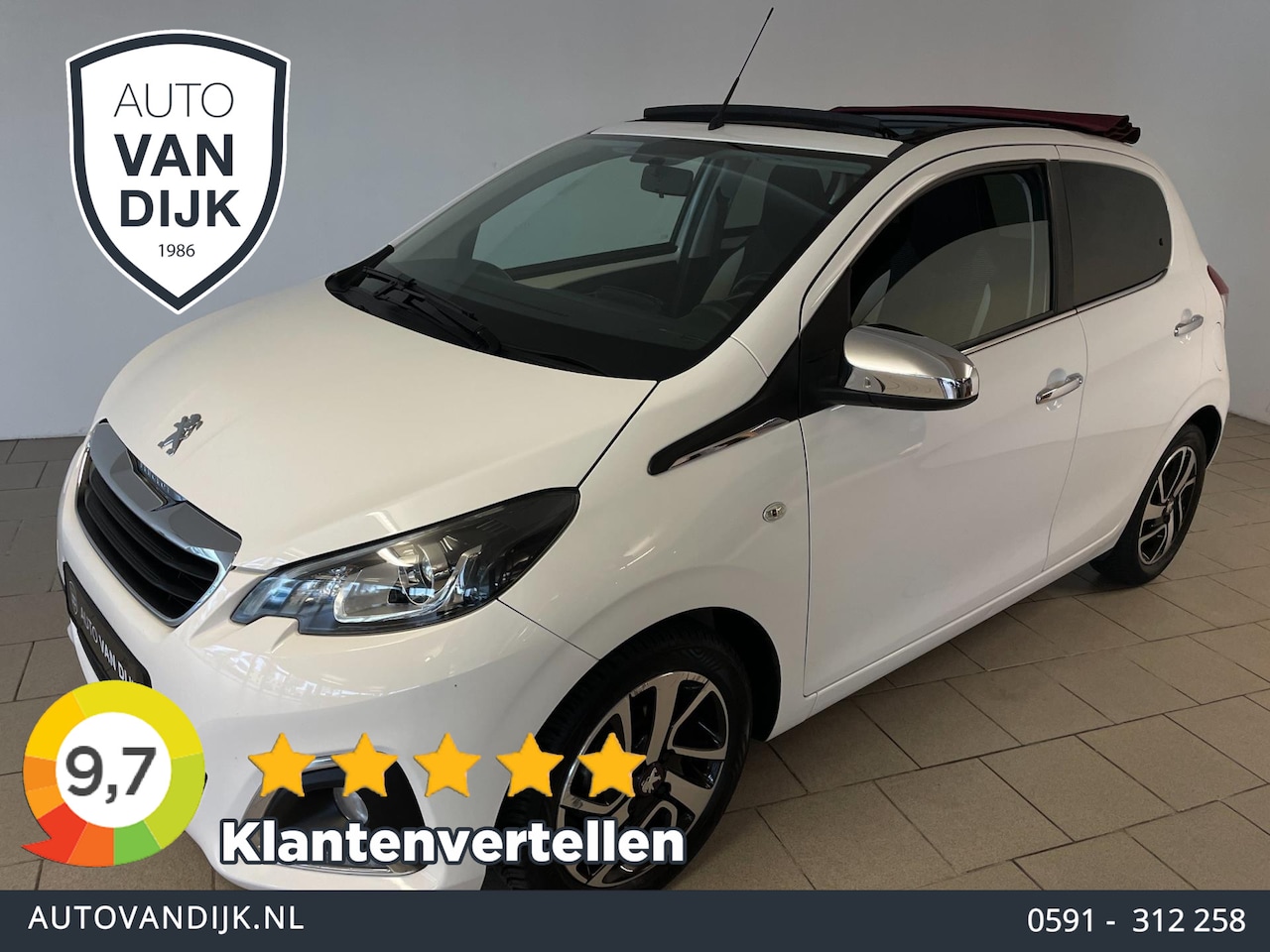 Peugeot 108 - 1.2 Allure TOP! CABRIO AIRCO BLUETOOTH VELGEN STOELVERW GROOT SCHERM CHROOM ACCENTEN ZEER - AutoWereld.nl