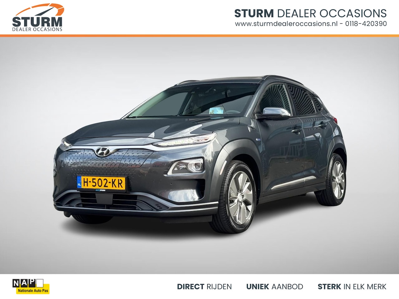 Hyundai Kona Electric - EV Premium 64 kWh SoH 97% Meest Luxe Uitvoering incl. Schuif-/Kanteldak! - AutoWereld.nl