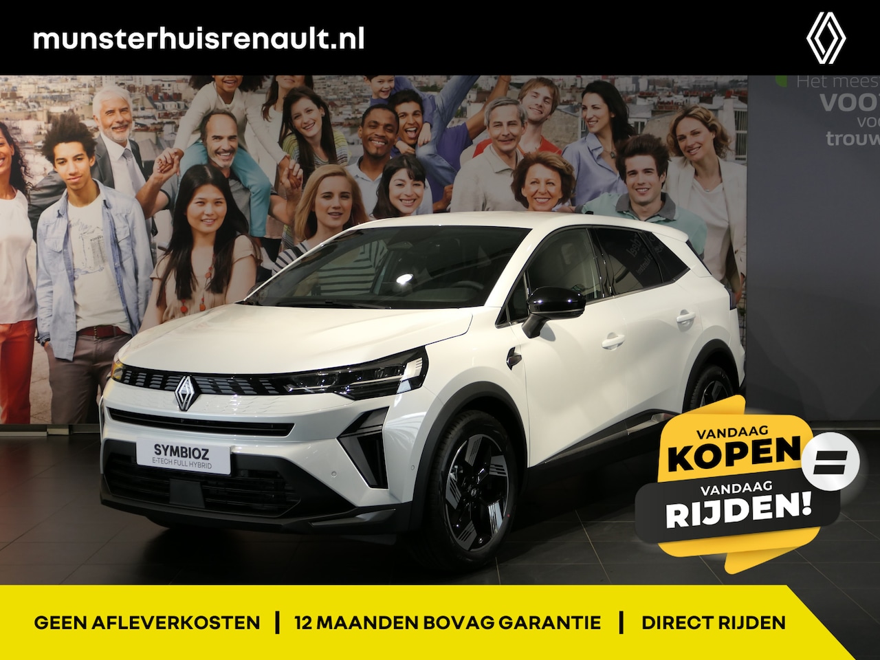Renault Symbioz - 1.8 E-Tech full hybrid 160 techno *NIEUW* - Dodehoek, Apple carplay/Android auto, adaptive - AutoWereld.nl