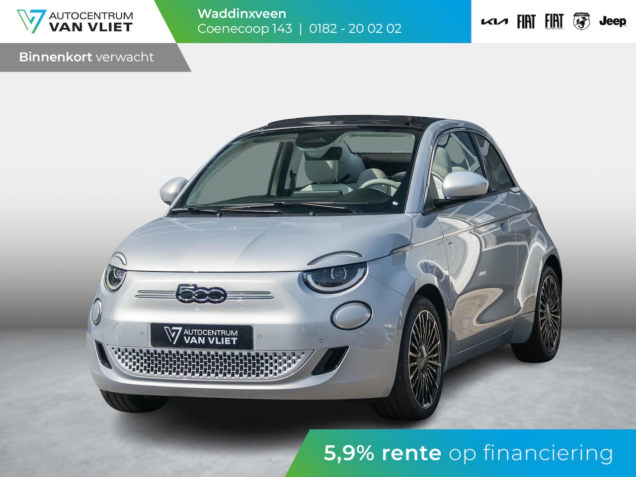 Fiat 500e - Cabrio La Prima 42 kWh | 17% Bijtelling | Clima | Cruise | Leder | 17" | Priv Glass | Wint - AutoWereld.nl